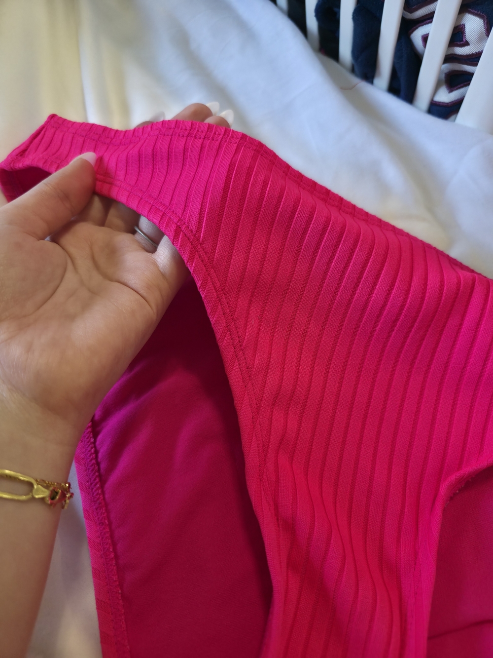Hot Pink Ribbed Bikini Bottom - Picture 7 of 8